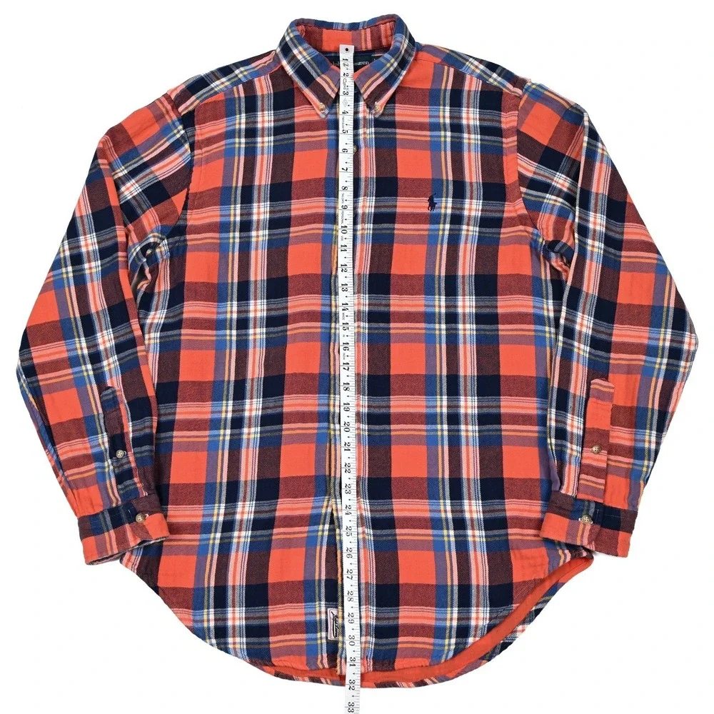Polo Ralph Lauren Lined‎ Flannel Shirt Mens Medium Plaid L/S Button Down Preppy